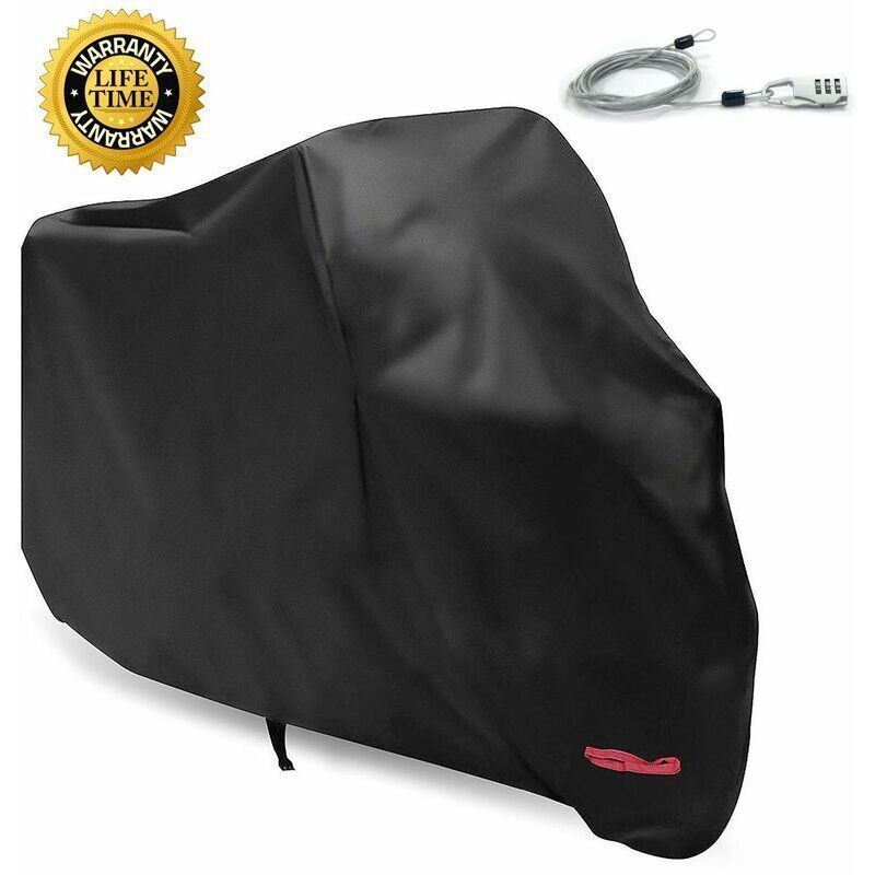 XL Waterproof Motorcycle Cover – 245 × 105 × 125cm – Black