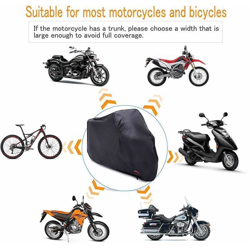 XL Waterproof Motorcycle Cover – 245 × 105 × 125cm – Black