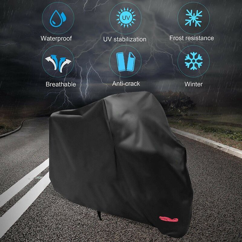 XL Waterproof Motorcycle Cover – 245 × 105 × 125cm – Black