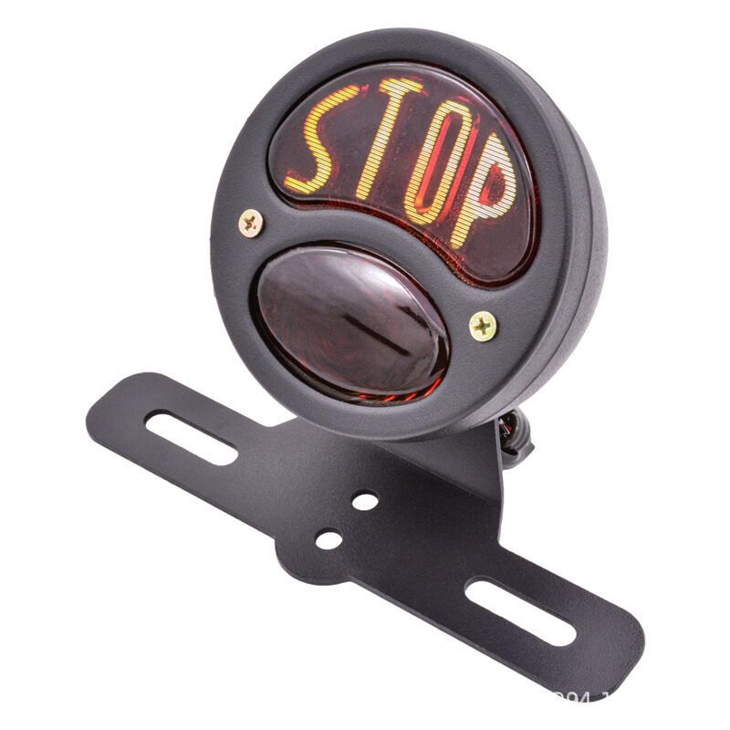 DC12V Vintage Tail Light Brake Stop Light with License Plate Bracket Universal for Yamaha Motorcycle