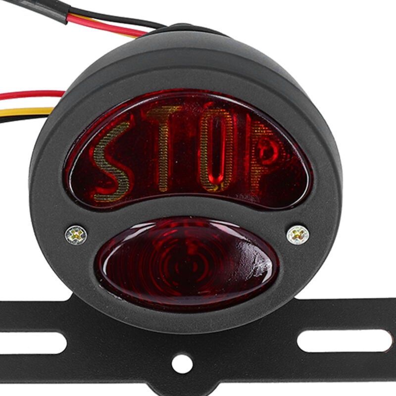 DC12V Vintage Tail Light Brake Stop Light with License Plate Bracket Universal for Yamaha Motorcycle