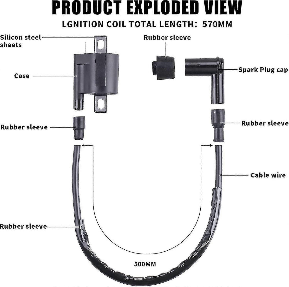 Ignition Coil for Yamaha PW50 PW80 1981-2009, 45mm Hole Spacing 90 Degree Angle Replacement Coil Module