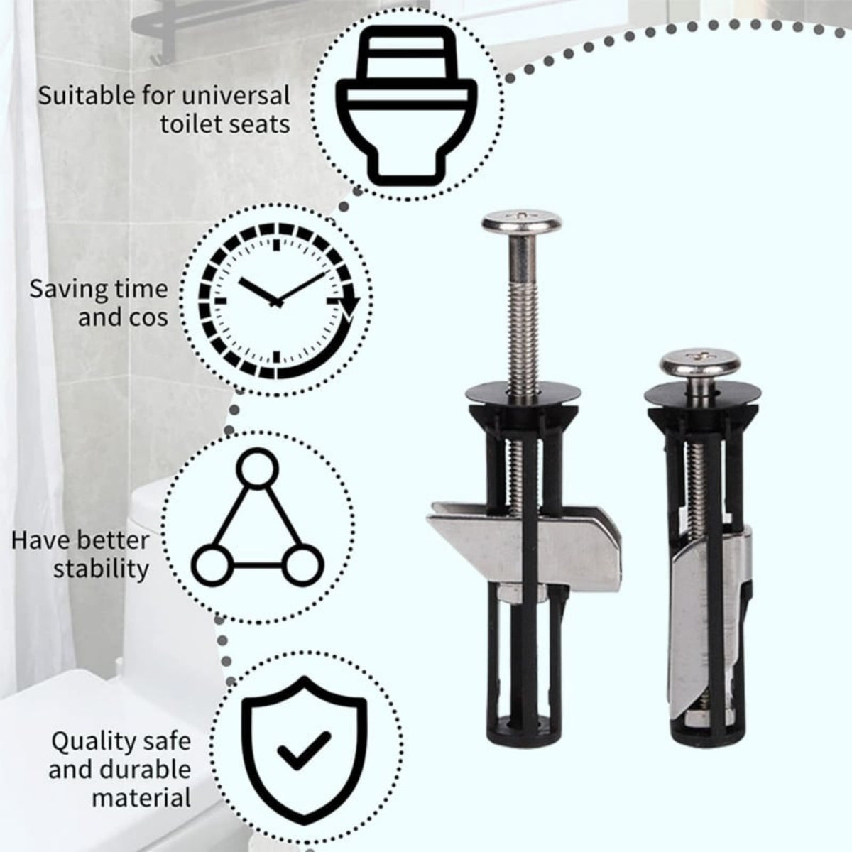 Toilet Lid Fixing Screw Locking (Including 18, 28Mm Gasket) 1, Toilet Seat Kit Screws Quick Release Easy To Install