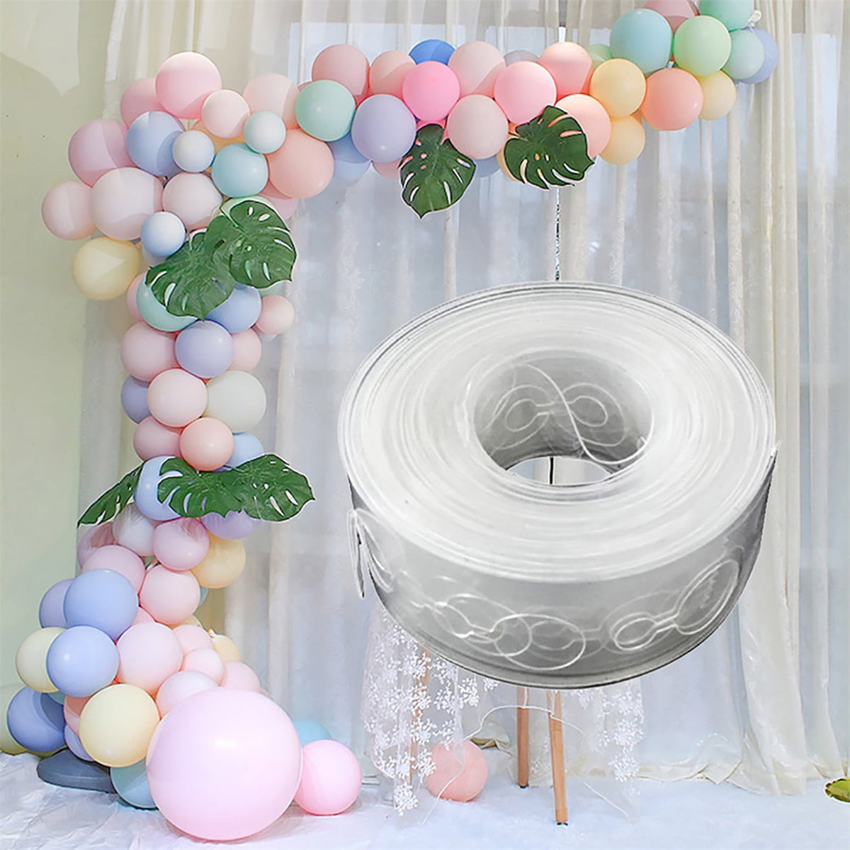 Adhesive Tape Handmade Tape 5M Transparent Flexible Plastic Balloon Tape Strips for Birthday 110 Holes Balloon String