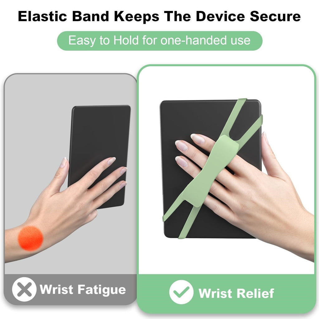 Blue Flat Plate Fixing Wrist Strap D Light Green Elastic Tablet Strap for Fingers Comfortable Adjustable for Reading – Ref 02574