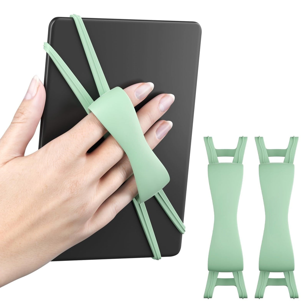 Blue Flat Plate Fixing Wrist Strap D Light Green Elastic Tablet Strap for Fingers Comfortable Adjustable for Reading – Ref 02577