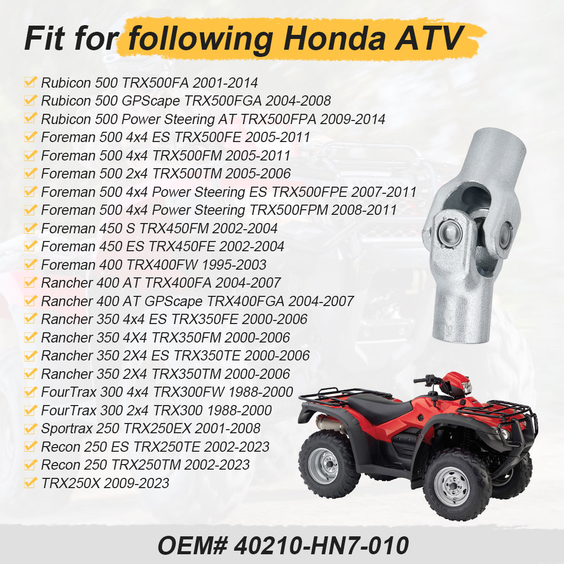 Honda ATV Final Drive Shaft U-Joint / Yoke