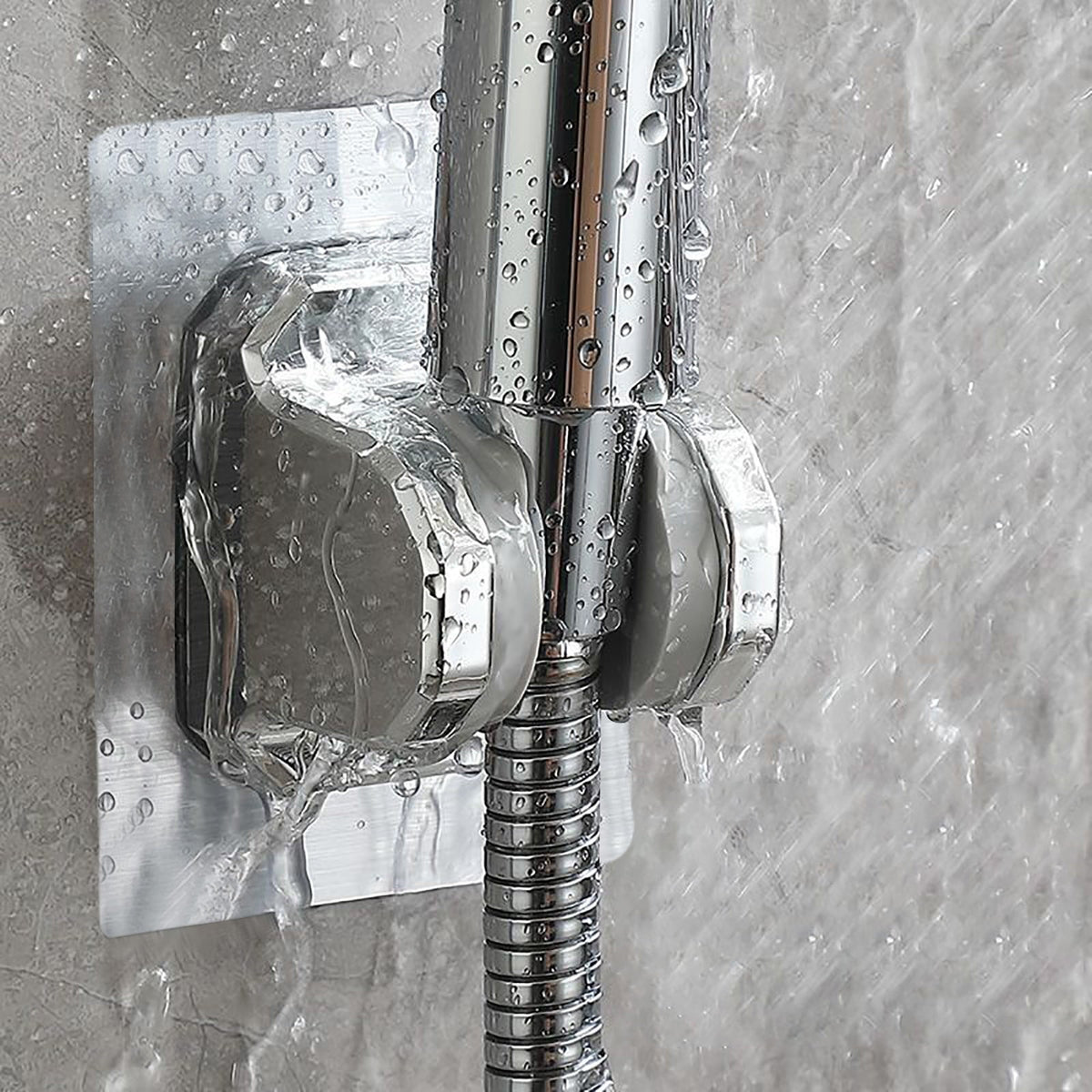 Shower Head Holder Strong Adhesive, No Drilling Wall Mount Adjustable Handheld Showerhead Bracket for RV Bathroom