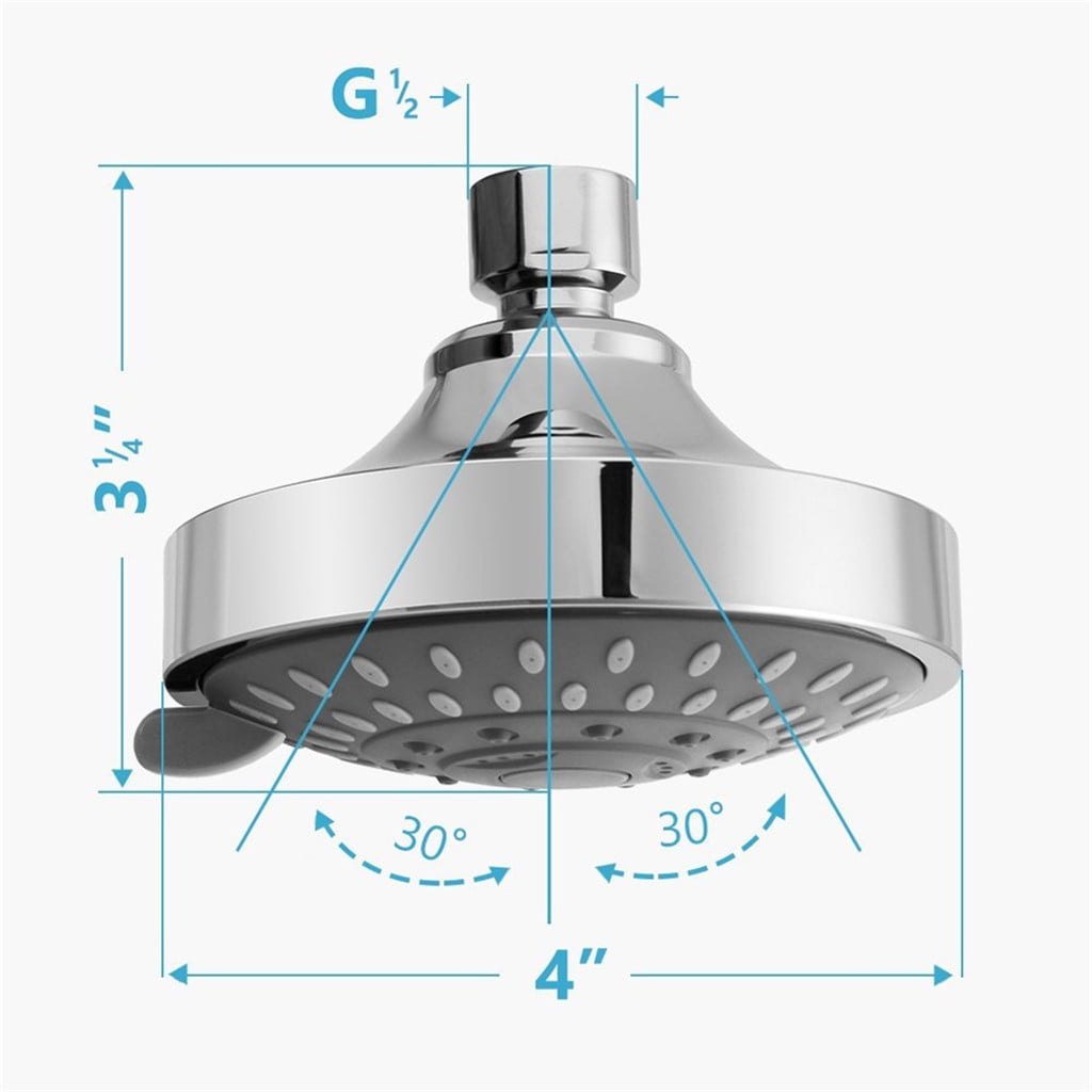 5 Setting High Pressure Shower Head, Fixed Rainfall Showerhead with Adjustable Brass Joint for Bathroom Showers