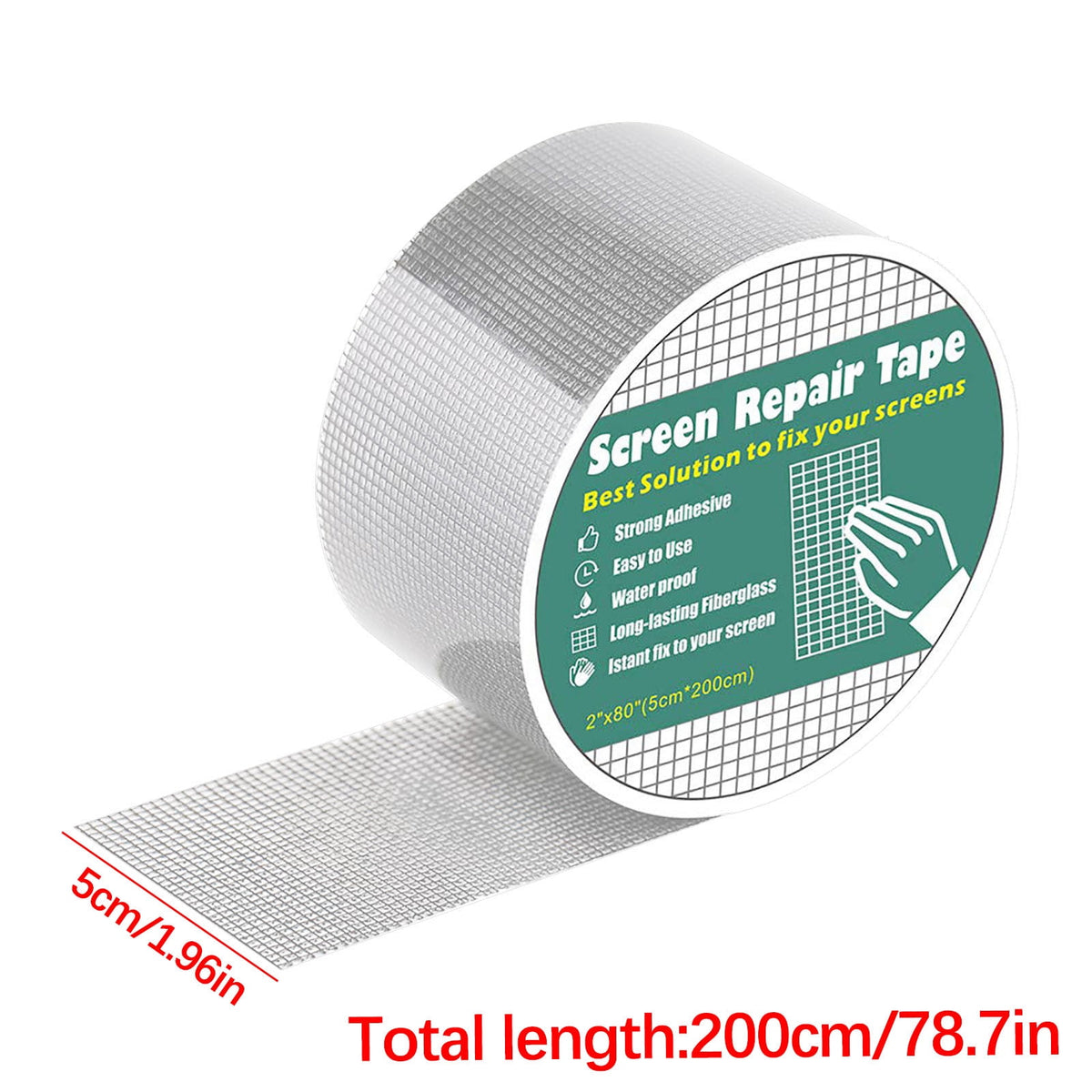 Mosquito Screen Repair Tape, Self Adhesive Fiberglass Mesh Patch for Door Window RV and Tent Screens – Ref 07263
