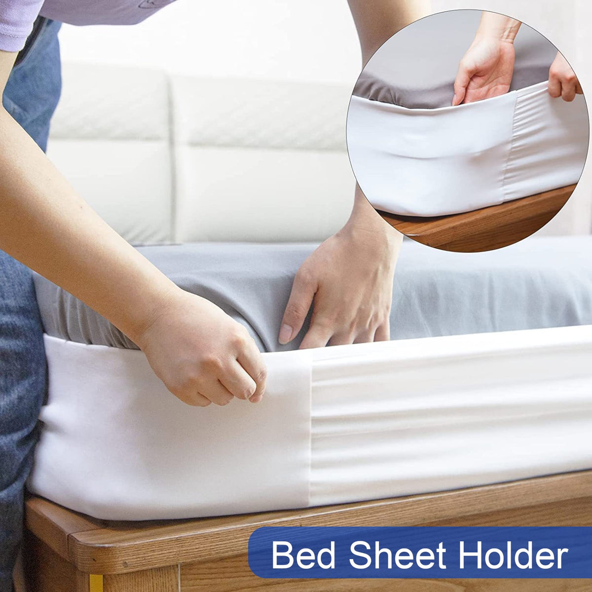 Bed Sheet Holder Elastic Non-slip Time Saving Fully-encased Design Sheet Fixing 360 Degree Surround Sheet Fastening