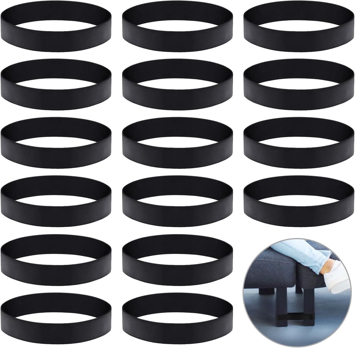 Sectional Couch Connector 16 Piece Sofa Couch Leg Strap, Heavy Duty Rubber Cinch Strap Keep Prevent Sofa Sliding
