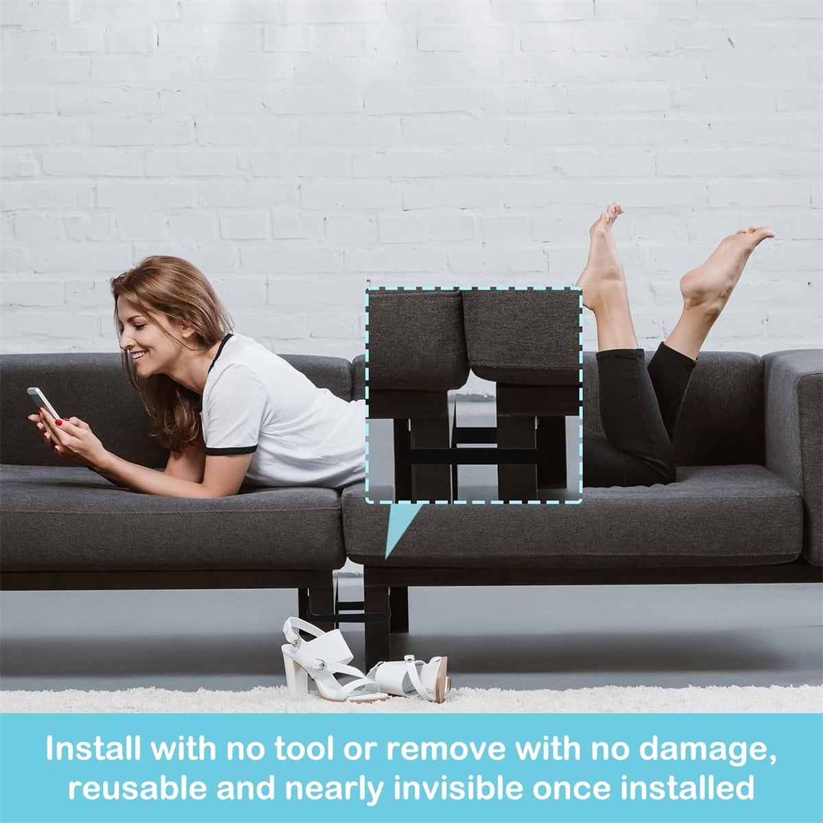 Sectional Couch Connector 16 Piece Sofa Couch Leg Strap, Heavy Duty Rubber Cinch Strap Keep Prevent Sofa Sliding