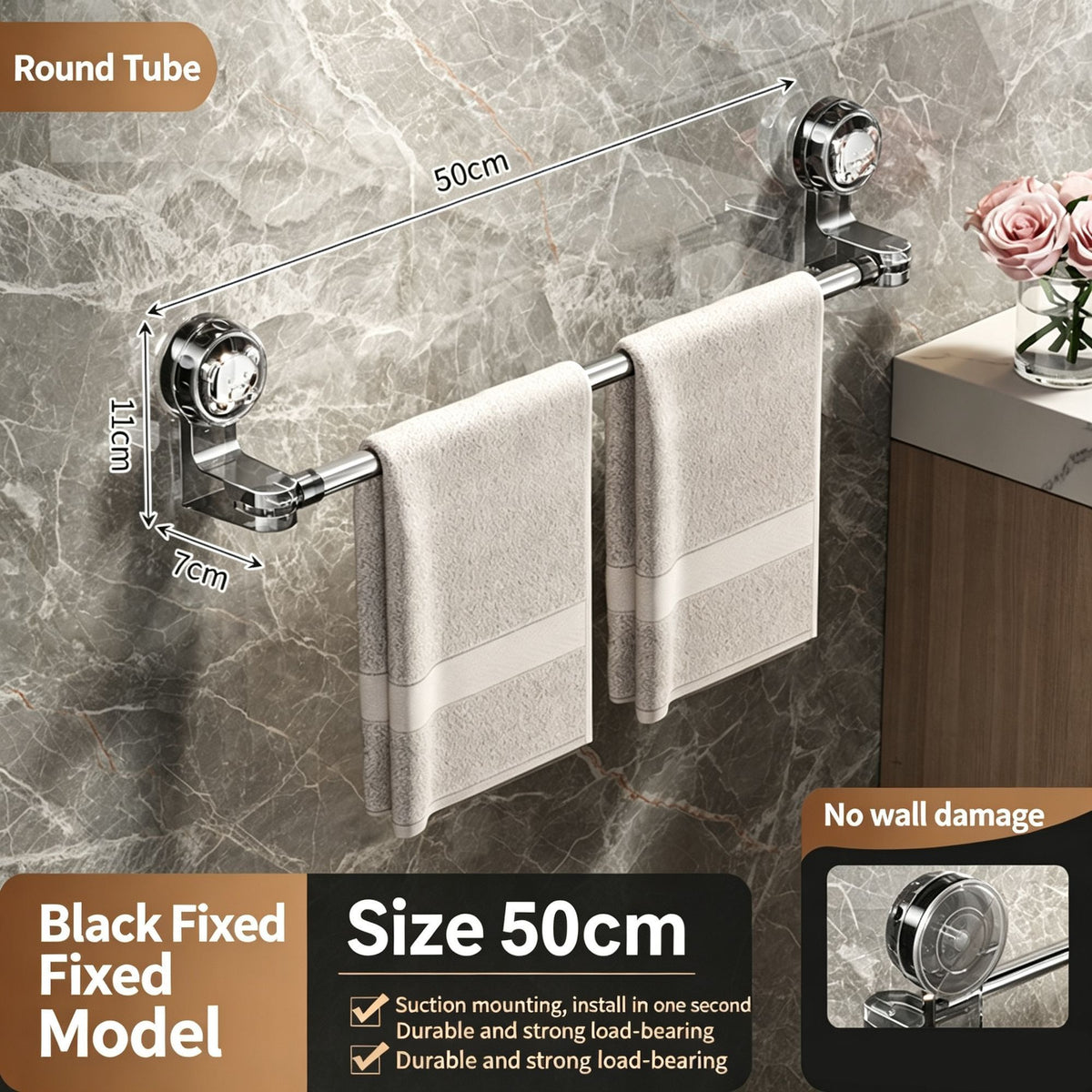 No Drill Fixed Wall Hanging Shoe Shelf, Water Drain Slipper Organiser For Toilet, Transparent Black Fixed Type, 50cm