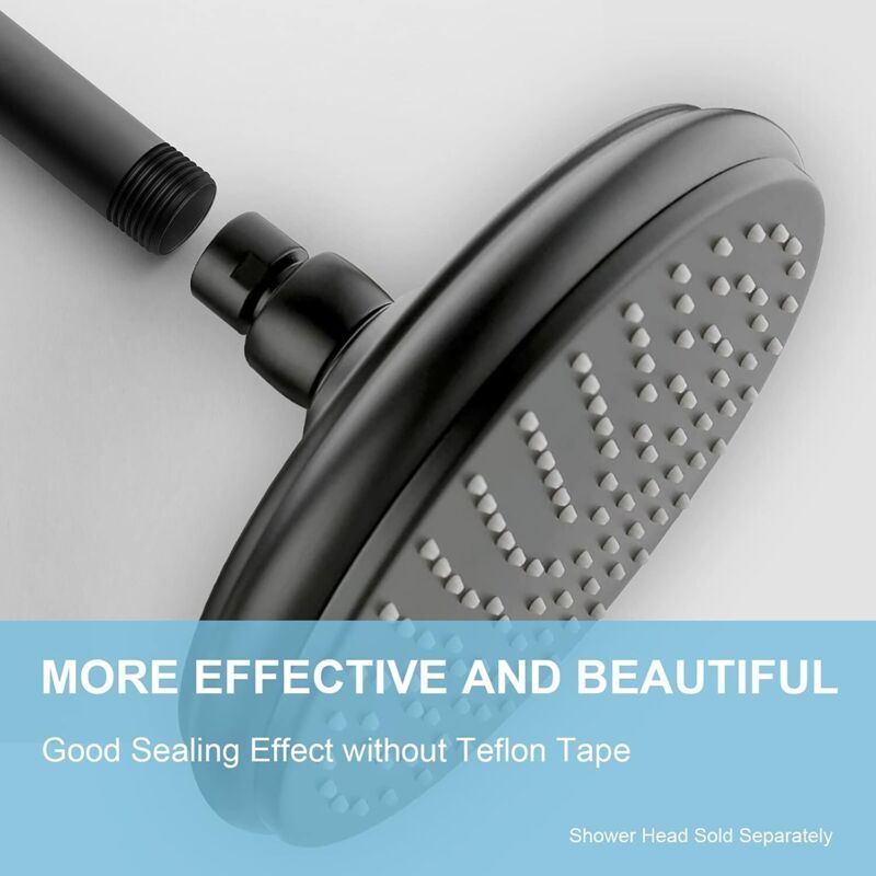 Shower Arm Black, Shower Head of Straight Arm Suitable for the Fixed Shower Head and Aa High Pressure, 10 cm