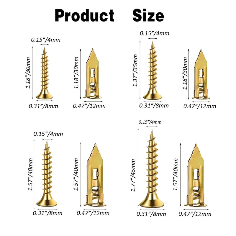380 Piece Self-Drilling Wall Anchors and Screw Kit Drywall Fixing Anchors Repair Tools Fasteners for Mounting
