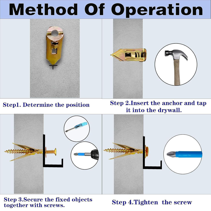 380 Piece Self-Drilling Wall Anchors and Screw Kit Drywall Fixing Anchors Repair Tools Fasteners for Mounting