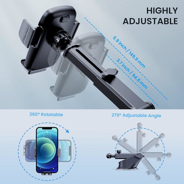 Car Phone Holder [Military Suction] Car Phone Holder 360° Suction Cup Fixed Car Phone Dashboard Portable Car Holder