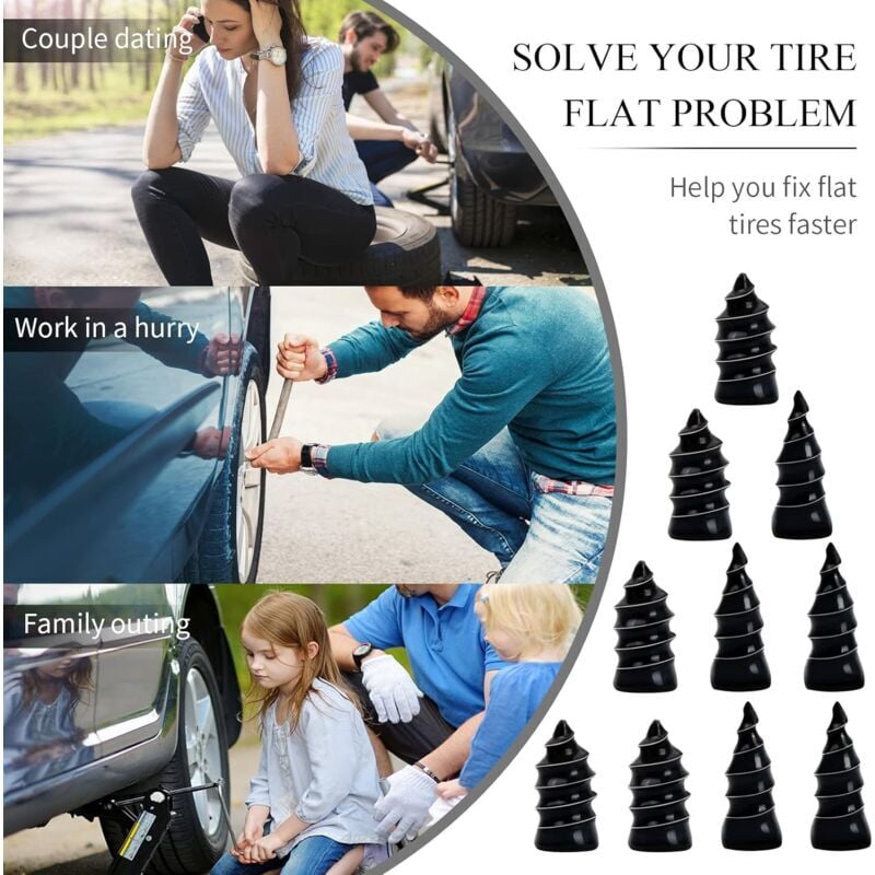 30 Piece Rubber Tyre Repair Spikes, for Cars, Motorcycles, Trucks (15S+15L) – Quick Fix Tyre Puncture