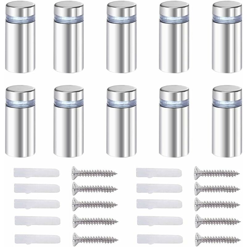 20x Spacer Screws, Glass Advertising Axis Spacer Bolt Fix Glass Advertising Spacer, Stainless Steel, 12X40mm