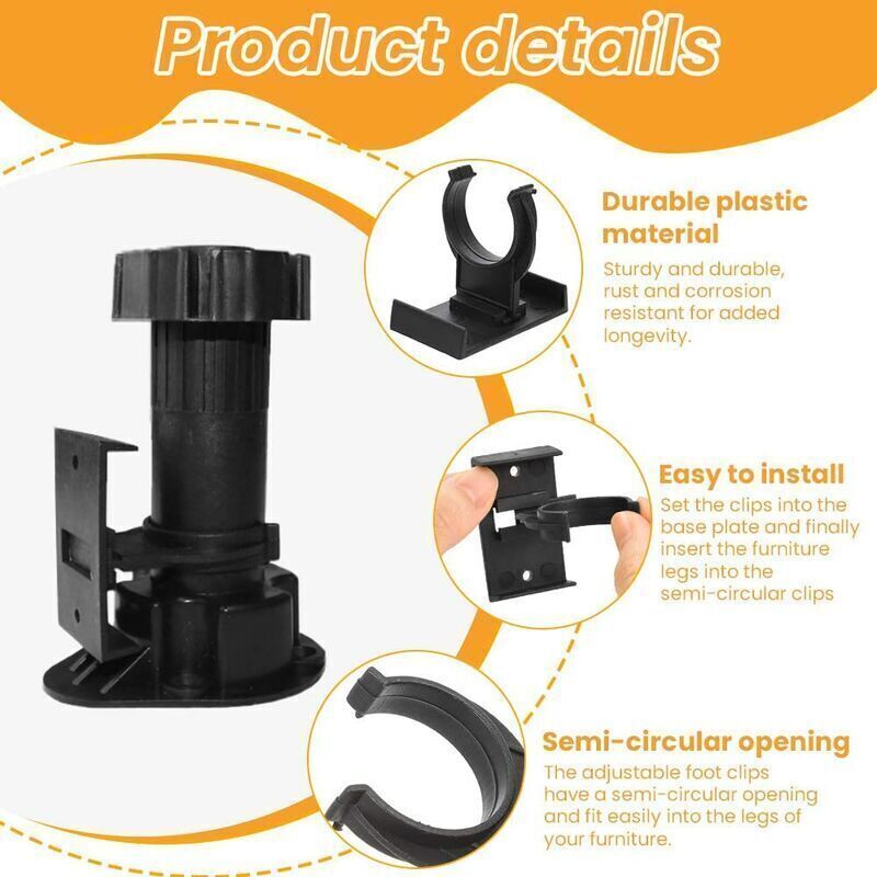 20 Piece Furniture Foot Fixing Clamp 28mm to 32mm Plinth Clamp Screwable Plinth Clamp Kick Plate Clamp Kitchen Plinth