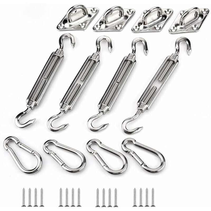 Shade Sail Fixing Kit, Stainless Steel Sun Shade Sail Fixing Kit for Triangle and Square, Rectangle