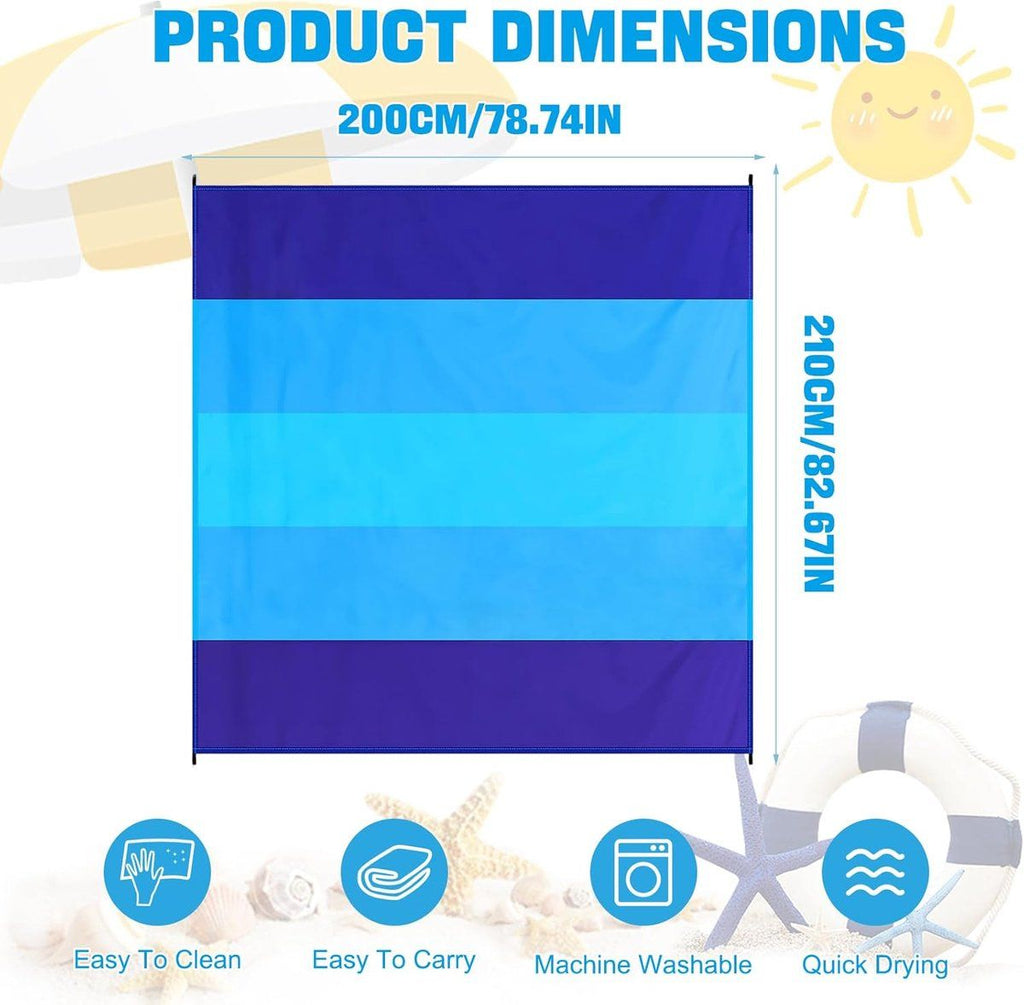 Waterproof Sand-Free Beach Mat, Foldable Outdoor Picnic Camping Blanket with Fixing Pegs