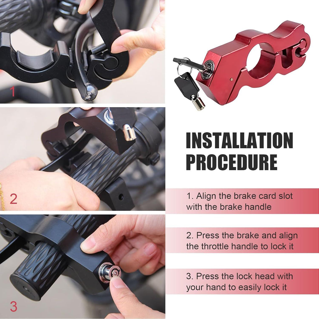 Motorcycle Handlebar Lock, Anti-Theft Anti-Picking Device for Brake Handlebar, Portable Adjustable Throttle Lock