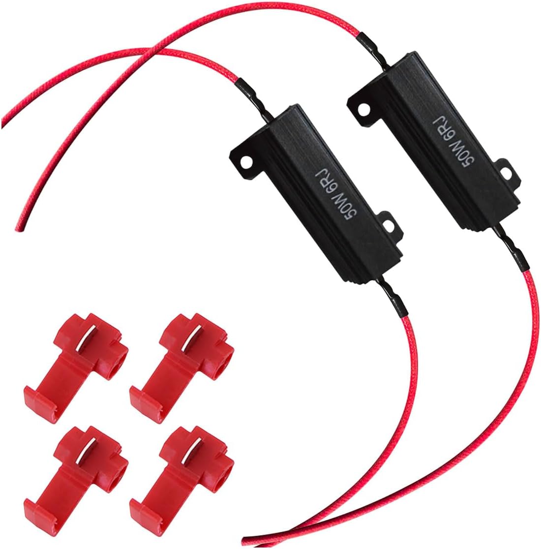 50W 6ohm LED Load Resistors with Quick Wire Clips, Aluminium Case Resistor for Fix LED Turn Signal Lights Bulb Fast