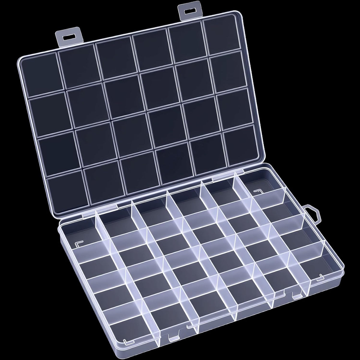 24 Grids Clear Plastic Organizer Box, Compartment Craft Storage Bead Organizer