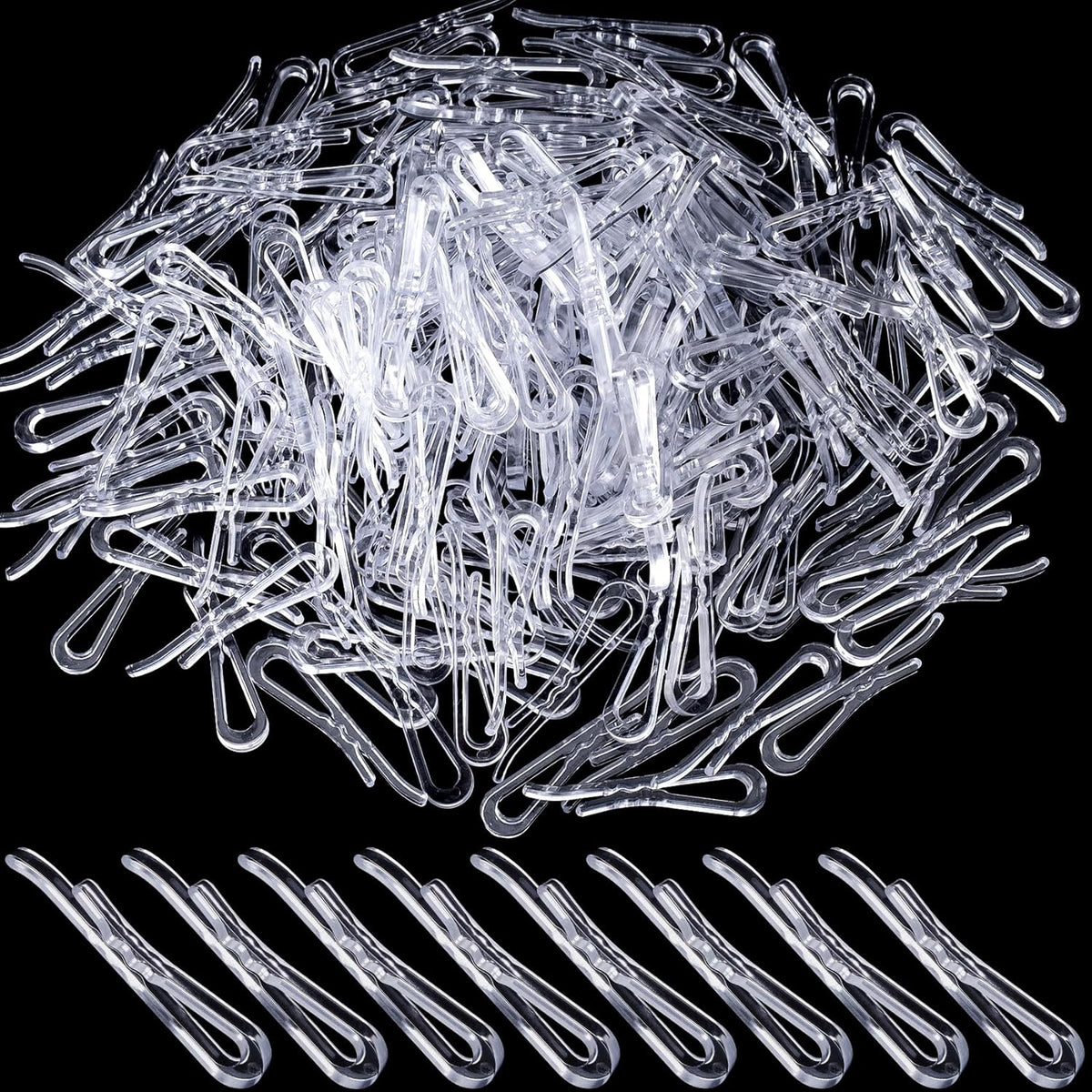 200 Piece U Shape Plastic Alligator Clips with Teeth, Clear Shirt Folding Clips Clothes Pins