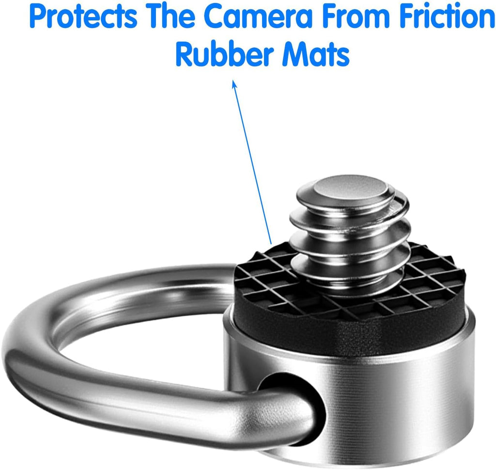 2 Pack D Ring Screw, 1/4"-20 Thread Camera Aluminium Alloy Fixing Screw with Rubber Padded Hinged Holder Quick