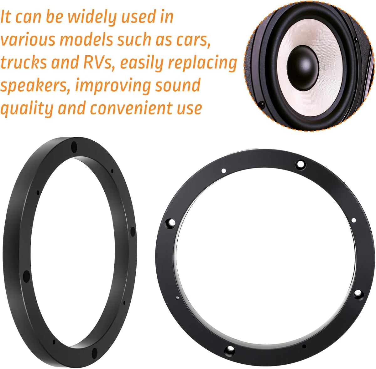 Vin Beauty 2 Piece 6.5 Speaker Spacer Enhance Sound Quality 6.5 Inch Speaker Spacer 1 Inch No Cutting and Drilling