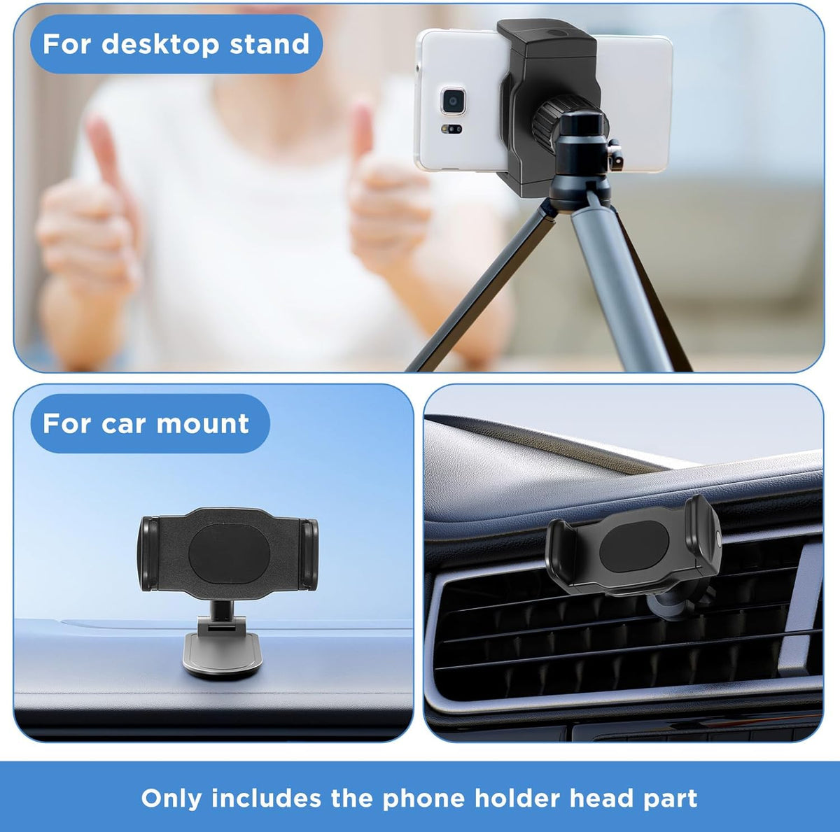 2 Pack Ball Mount Phone Holder Clip 17mm Ball Mount Clip Balls Joint Connector Socket Replacement Rotating Balls Head