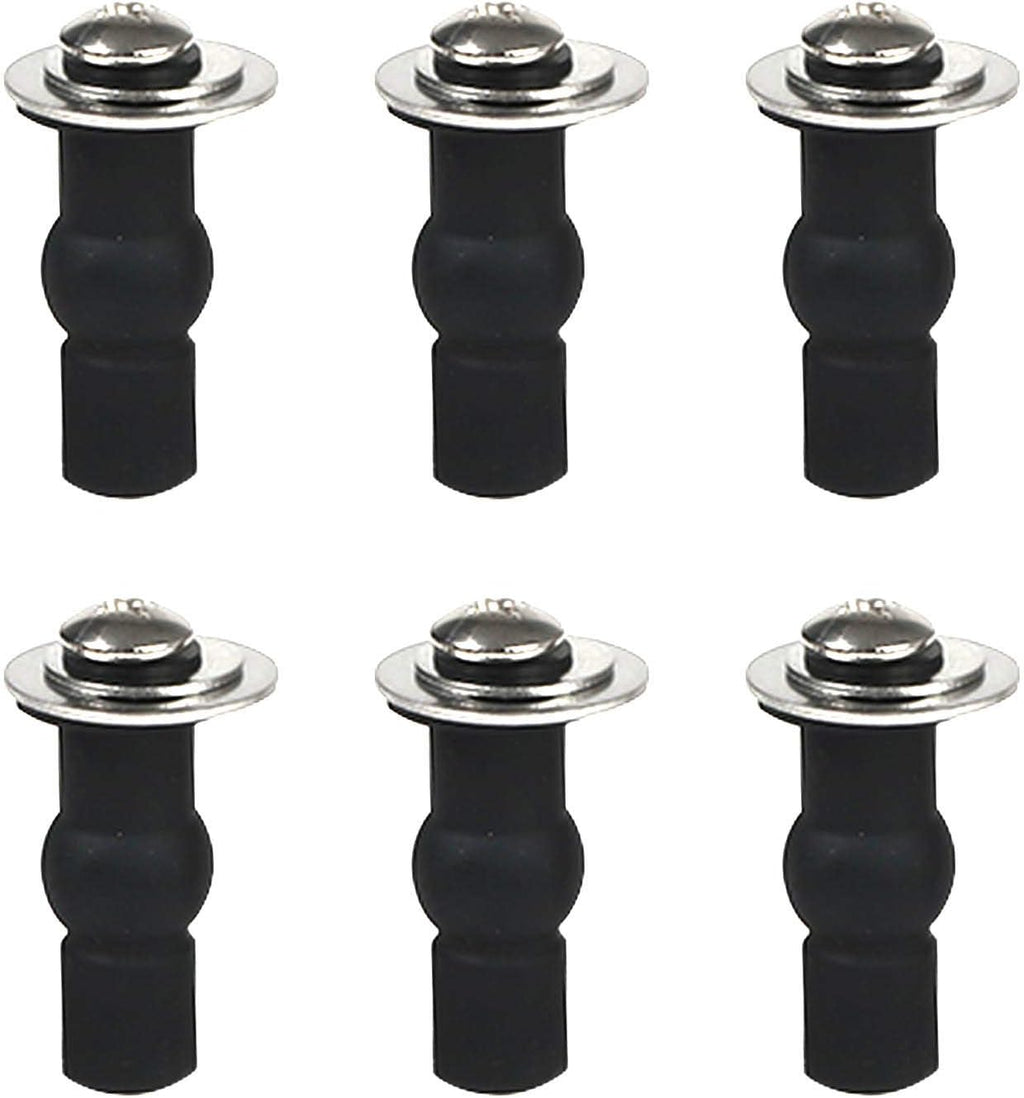 6 Pack Universal Toilet Seat Hinges Screw, Blind Hole fixings Expanding Rubber Top Fix Nuts Screws for Top Mounting