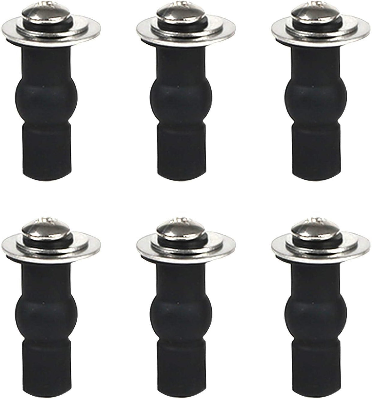 6 Pack Universal Toilet Seat Hinges Screw, Blind Hole fixings Expanding Rubber Top Fix Nuts Screws for Top Mounting