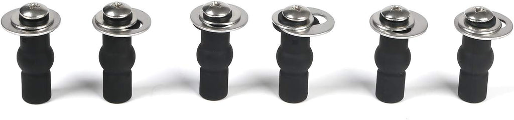 6 Pack Universal Toilet Seat Hinges Screw, Blind Hole fixings Expanding Rubber Top Fix Nuts Screws for Top Mounting