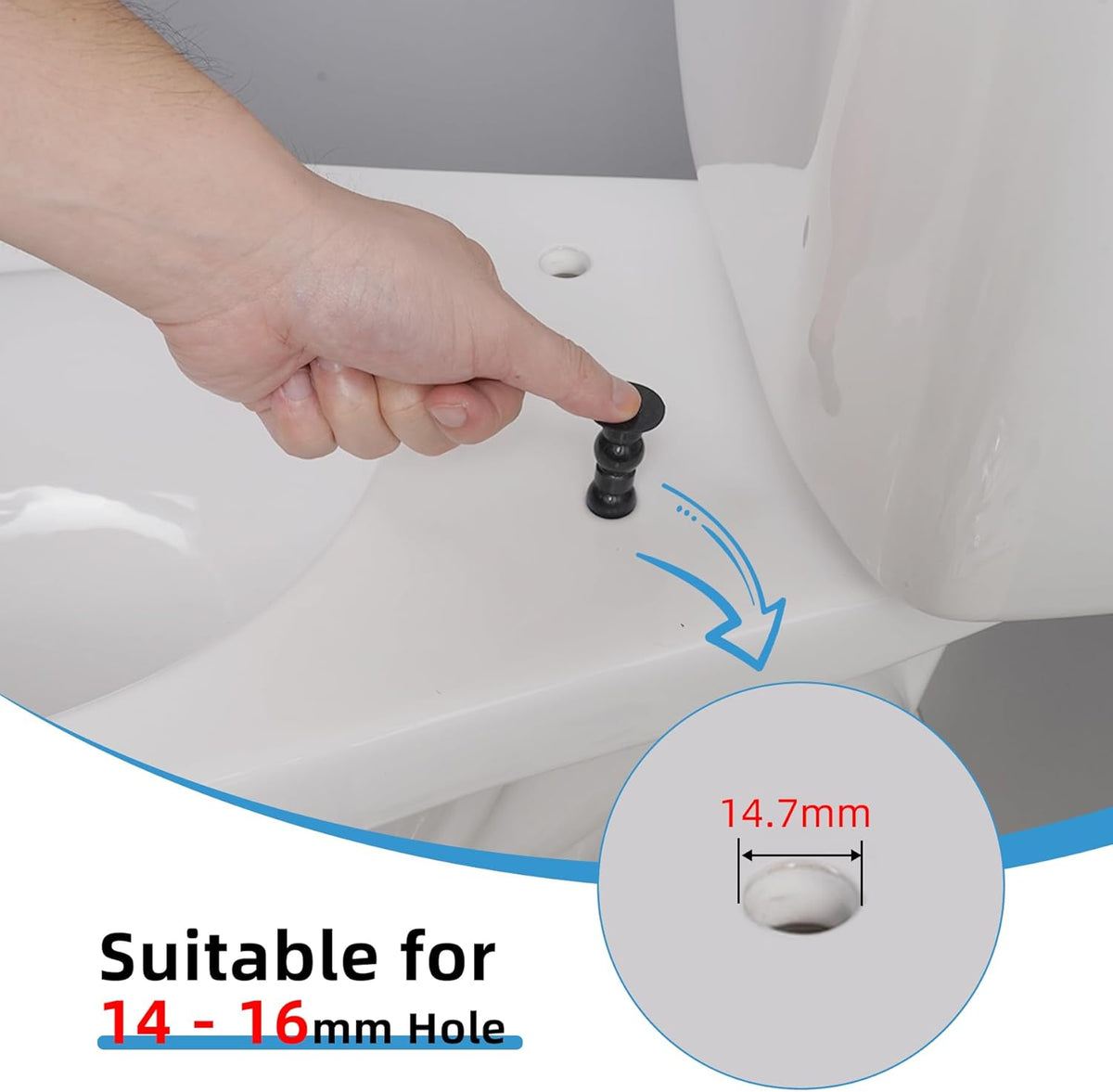 6 Pack Universal Toilet Seat Hinges Screw – Blind Hole Fixings Expanding Rubber Top Fix Nuts for Top Mounting – 3