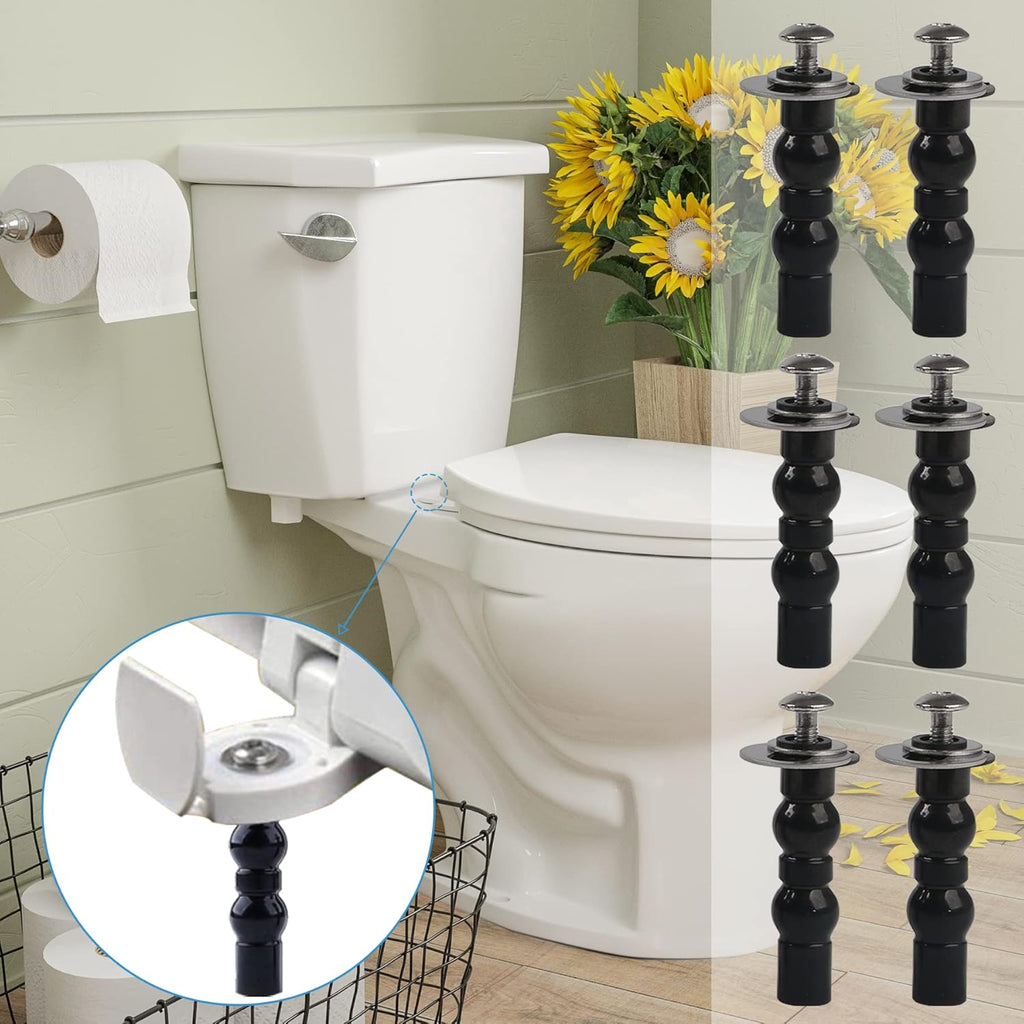 6 Pack Universal Toilet Seat Hinges Screw – Blind Hole Fixings Expanding Rubber Top Fix Nuts for Top Mounting – 3