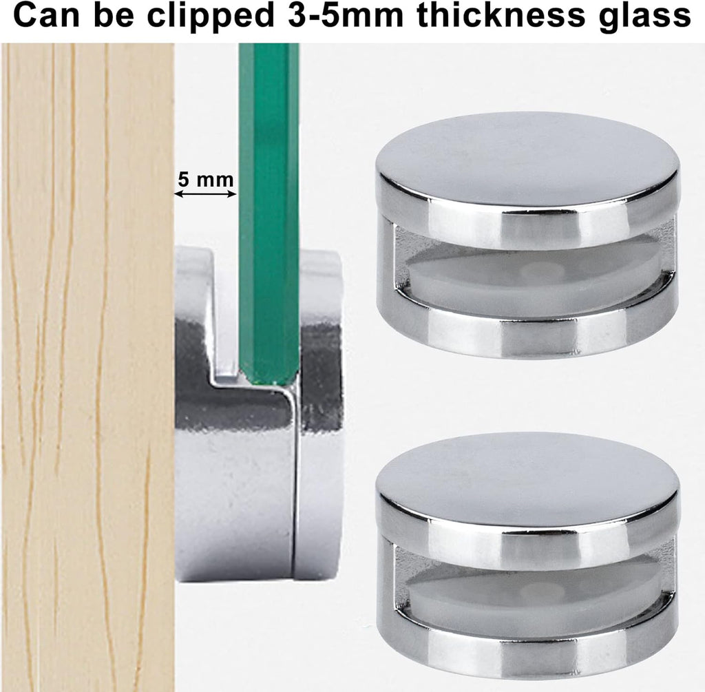 Upgraded 3-5mm Frameless Mirror Mounting Hardware 4 Pack Dual-Screw Fixing Mirror Mounting Kit with Heavy Duty Long