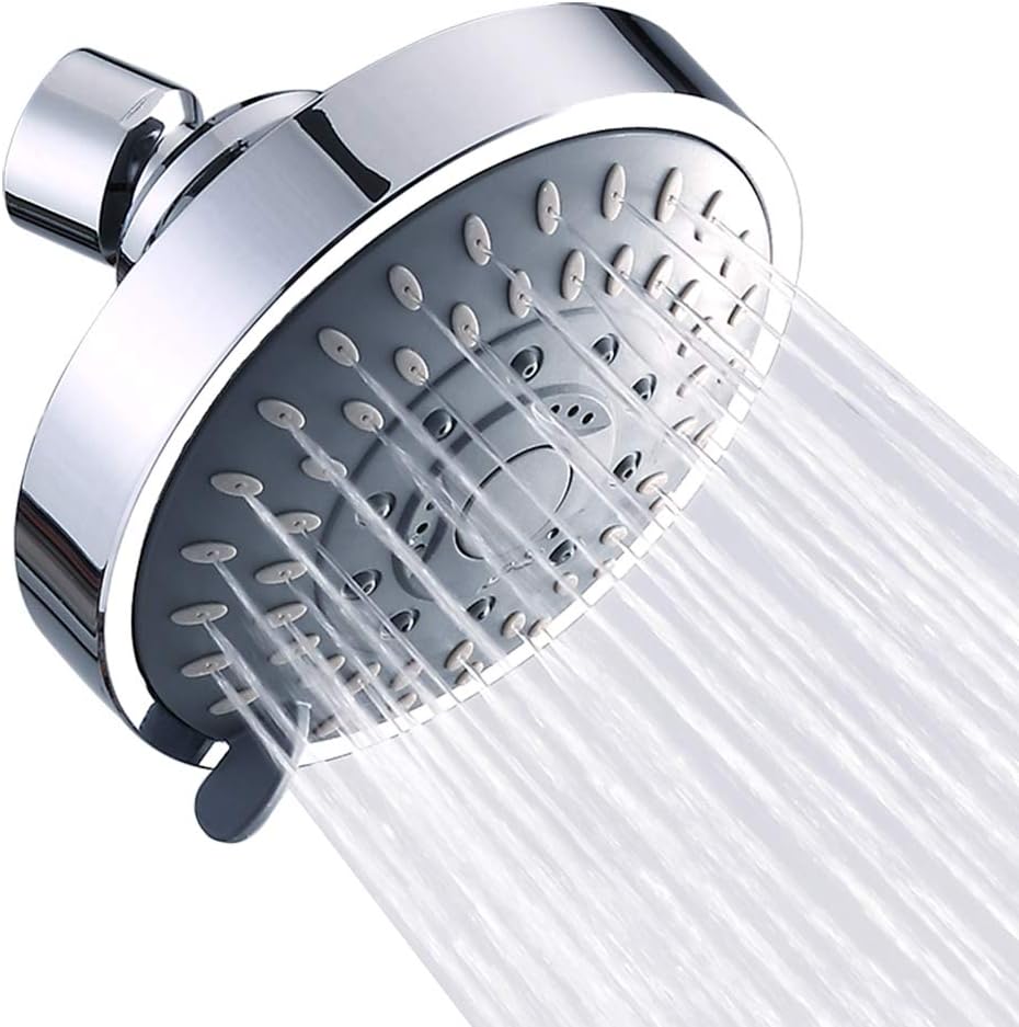 Shower Head High Pressure Rain Fixed Showerhead 5-Setting with Adjustable Metal Swivel Ball Joint – Relaxed Shower