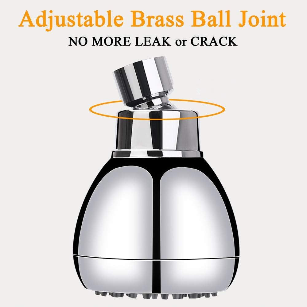 High Pressure Shower Head 3 Inches Anti-clog Anti-leak Fixed Showerhead Chrome with Adjustable Swivel Brass Ball