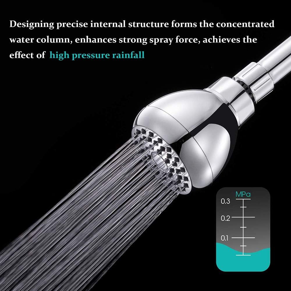 High Pressure Shower Head 3 Inches Anti-clog Anti-leak Fixed Showerhead Chrome with Adjustable Swivel Brass Ball