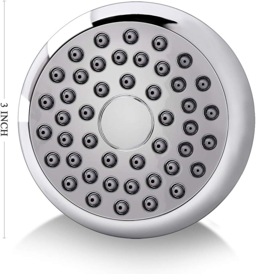 High Pressure Shower Head 3 Inches Anti-clog Anti-leak Fixed Showerhead Chrome with Adjustable Swivel Brass Ball