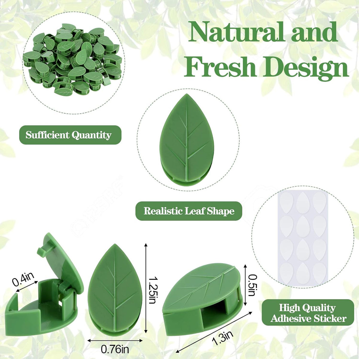 60 Pieces Plant Climbing Wall Fixture Clips with 72 Pieces Acrylic Adhesive Sticker Leaf Fixer Invisible Wall Vines