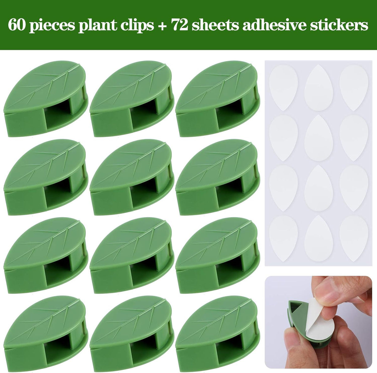 60 Pieces Plant Climbing Wall Fixture Clips with 72 Pieces Acrylic Adhesive Sticker Leaf Fixer Invisible Wall Vines