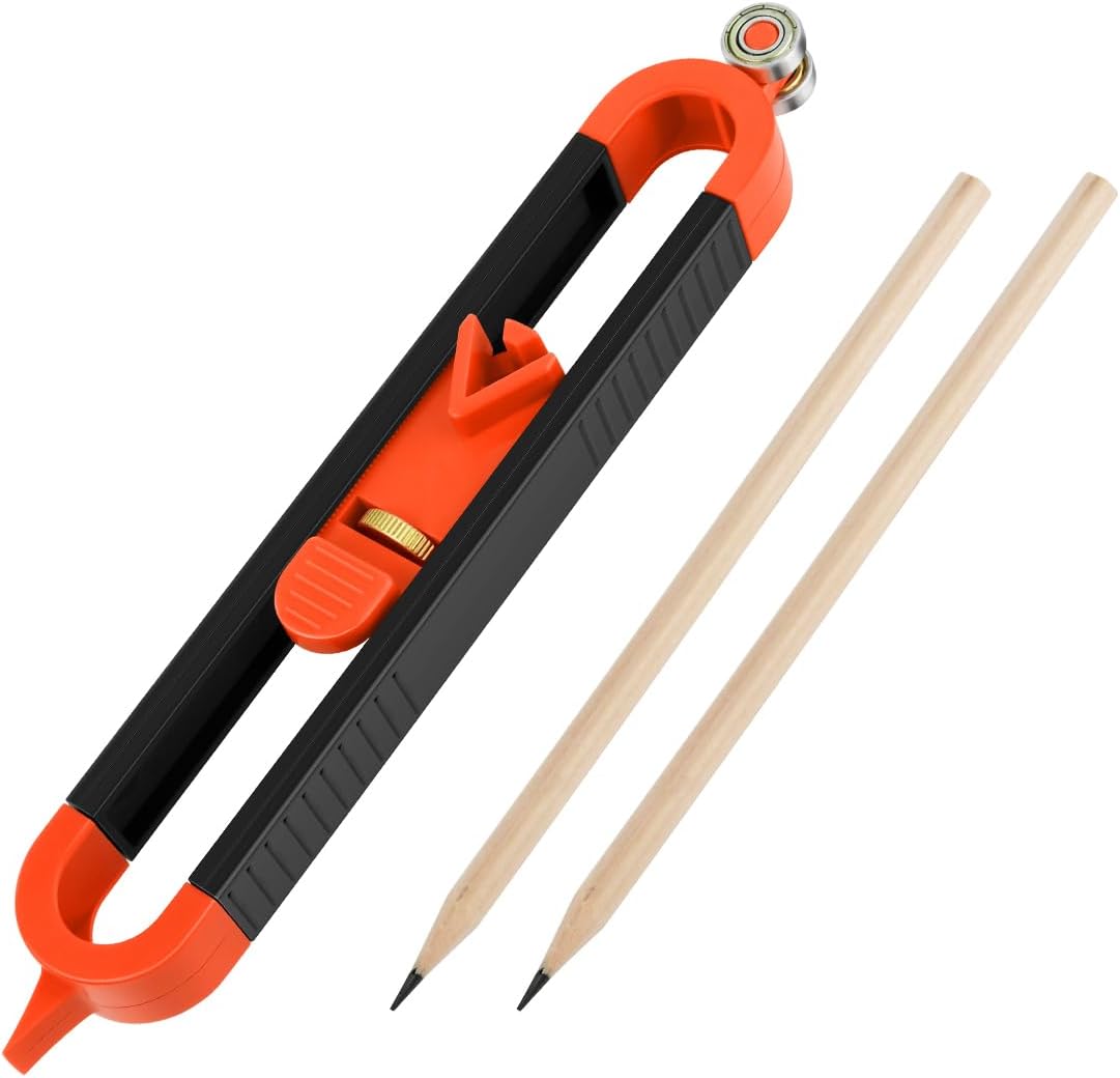 1 Pack Precise Contour Scribe Tool with 2 Pencil, Upgrade Contour Measuring Tool with Adjustable Lock for Woodworking
