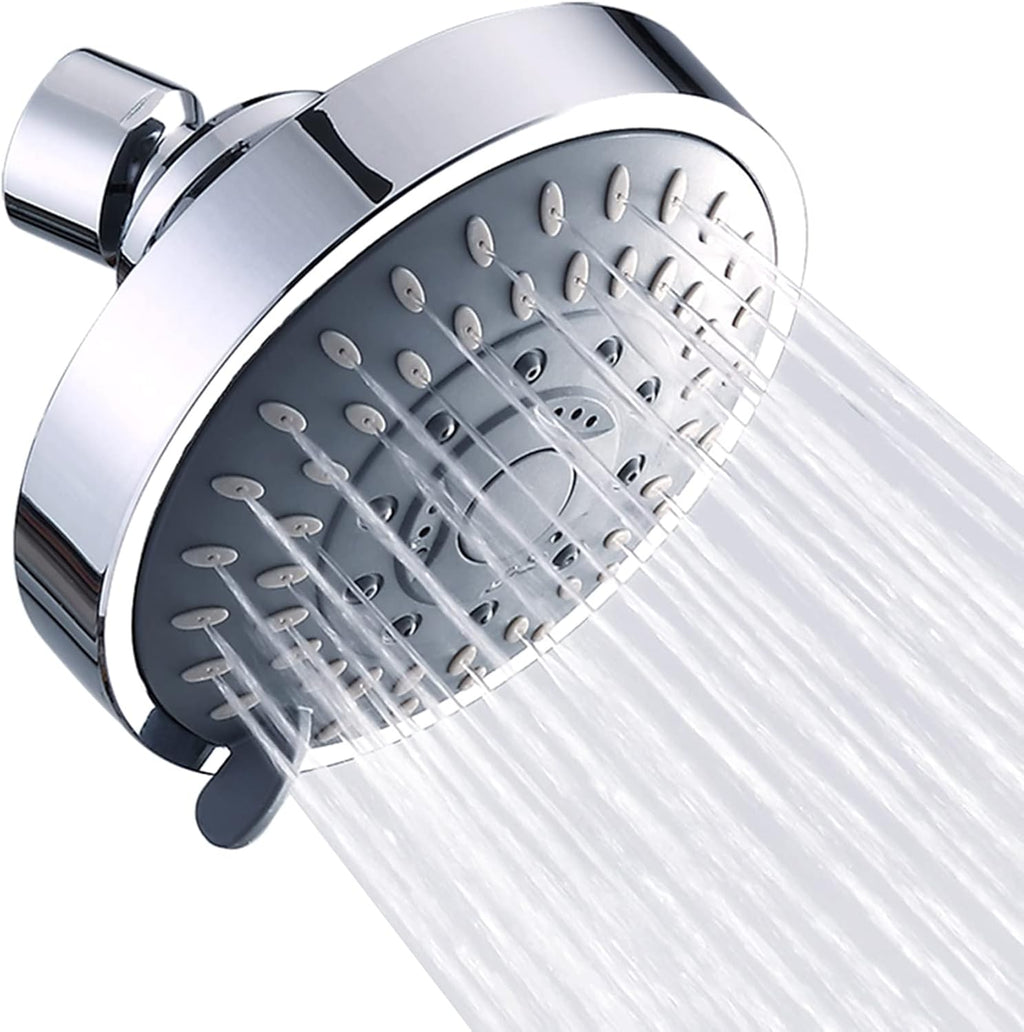 Shower Head, High Pressure Shower Heads 4.1 Inch 5 Settings Rain High Flow Fixed Showerhead for Luxury Shower