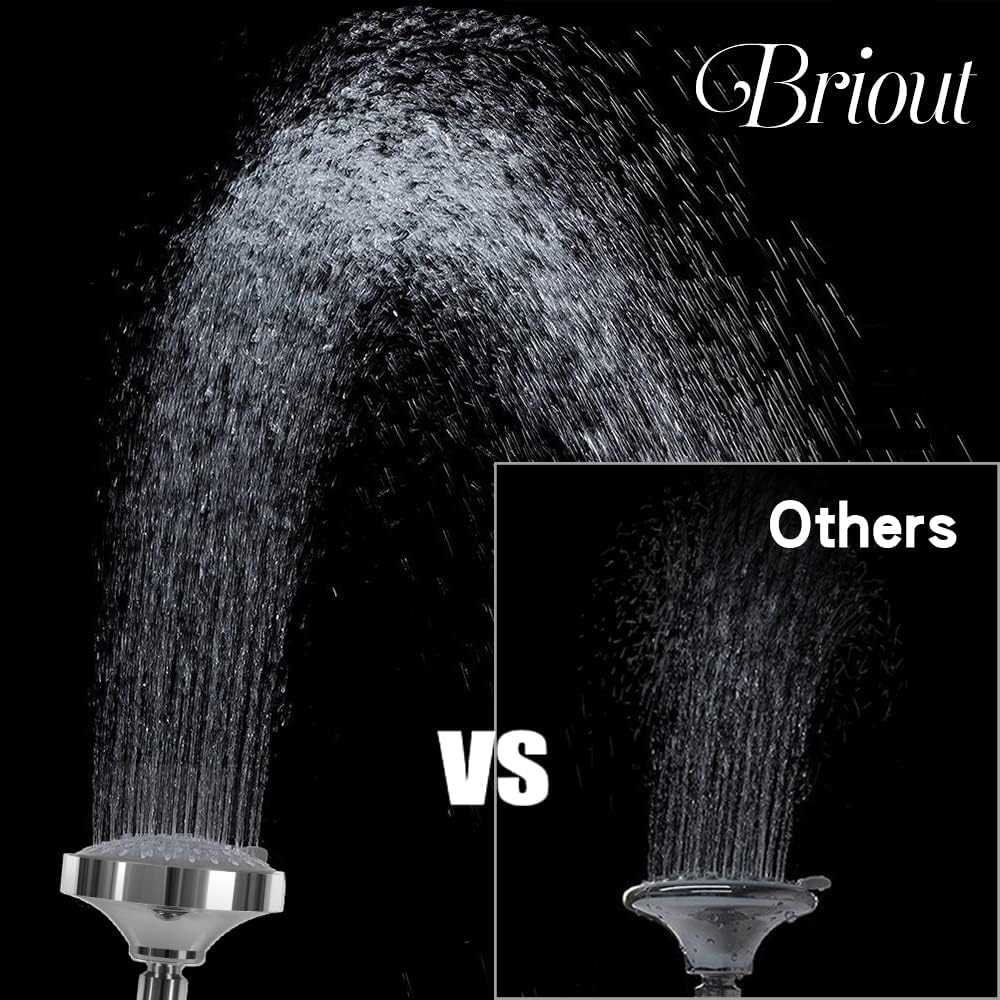 Shower Head, High Pressure Shower Heads 4.1 Inch 5 Settings Rain High Flow Fixed Showerhead for Luxury Shower