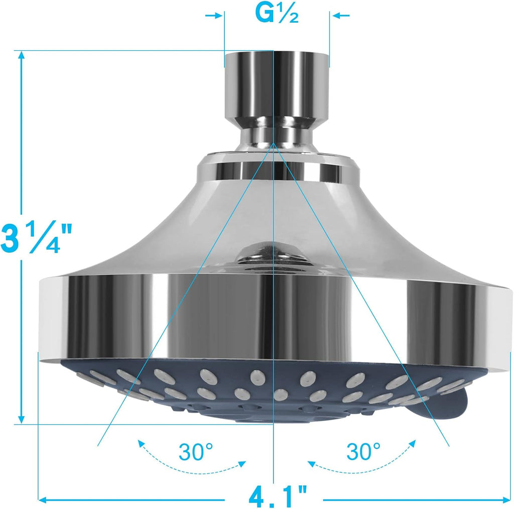 Shower Head, High Pressure Shower Heads 4.1 Inch 5 Settings Rain High Flow Fixed Showerhead for Luxury Shower